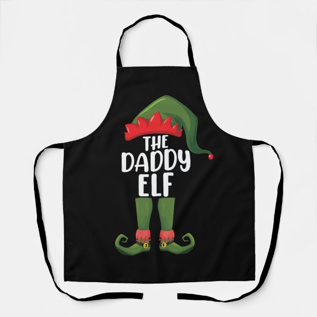 Daddy Elf Family Matching Group Christmas Dad Apron (Front)