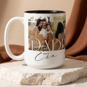 Daddy Era Family Photo Collage Fathers Day Two-Tone Coffee Mug