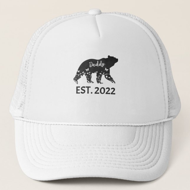 Daddy est 2022 dad bear floral first fathers day trucker hat (Front)
