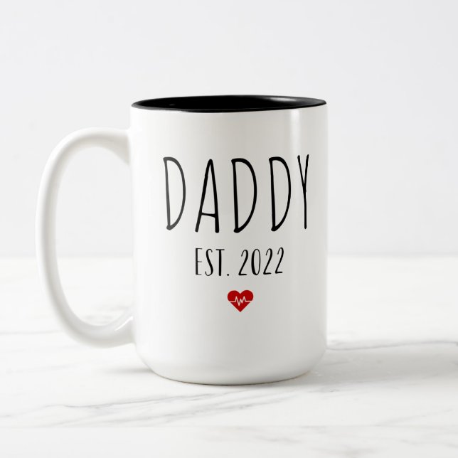 Daddy est 2022 new dad fathers day Two-Tone coffee mug (Left)