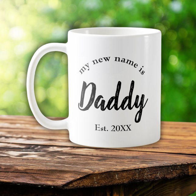 Daddy Est Year Black First Time Dad Reveal Coffee Mug (Creator Uploaded)