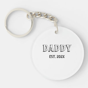 Daddy Est Year Father's Day Bold Typography Photo Key Ring