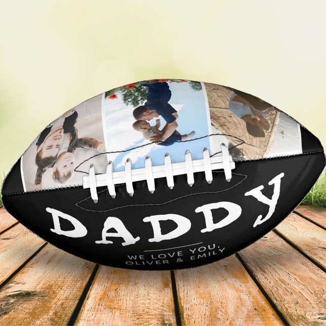 Daddy Father Family 3 Photo Collage Keepsake Black Football (Creator Uploaded)