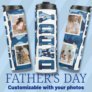 Daddy Father's Day custom photos blue Thermal Tumbler