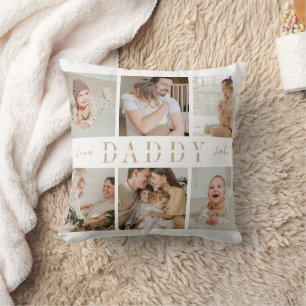 "Daddy" Fathers Day Kids Collage Throw Pillow