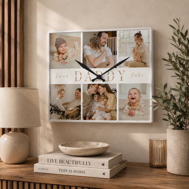 "Daddy" Fathers Day Kids Collage Wall Clock (Creator Uploaded)