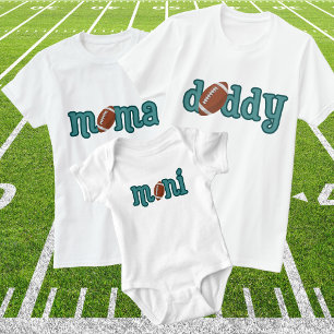 Daddy Football Family Matching Teal Typography T-Shirt