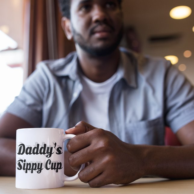 Daddy funny coffee quote black half text coffee mug (Creator Uploaded)