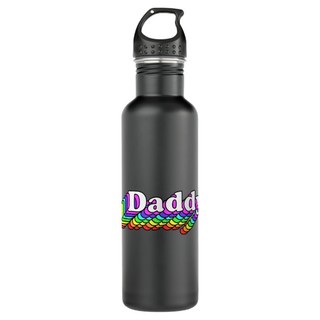 Daddy, Gay Daddy Bear, Retro LGBT Rainbow, LGBTQ P 710 Ml Water Bottle (Front)