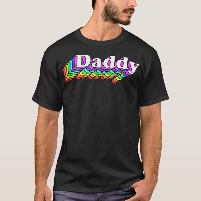Daddy, Gay Daddy Bear, Retro Lgbt Rainbow, Lgbtq P T-Shirt (Front)