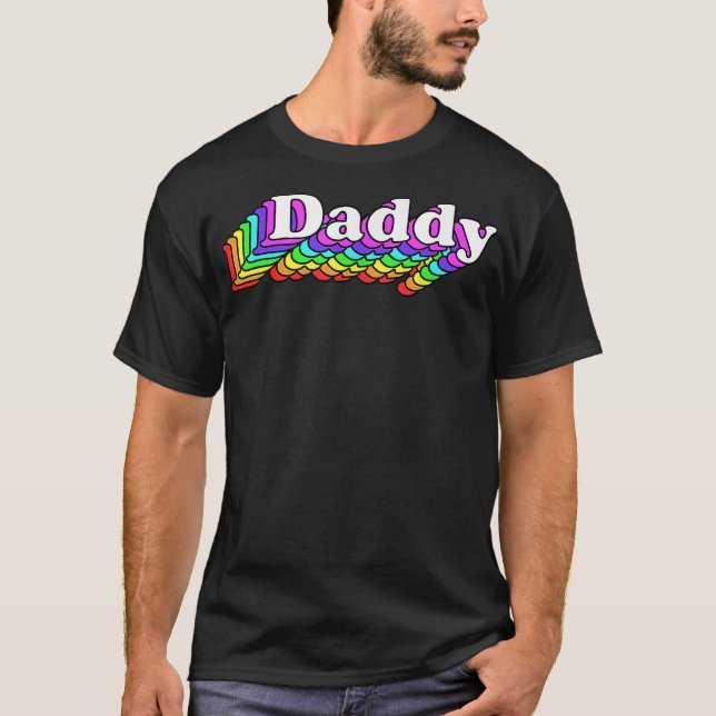 Daddy, Gay Daddy Bear, Retro LGBT Rainbow, LGBTQ P T-Shirt (Front)