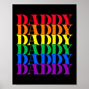 Daddy Gay Daddy Bear Retro LGBT Rainbow LGBTQ Poster