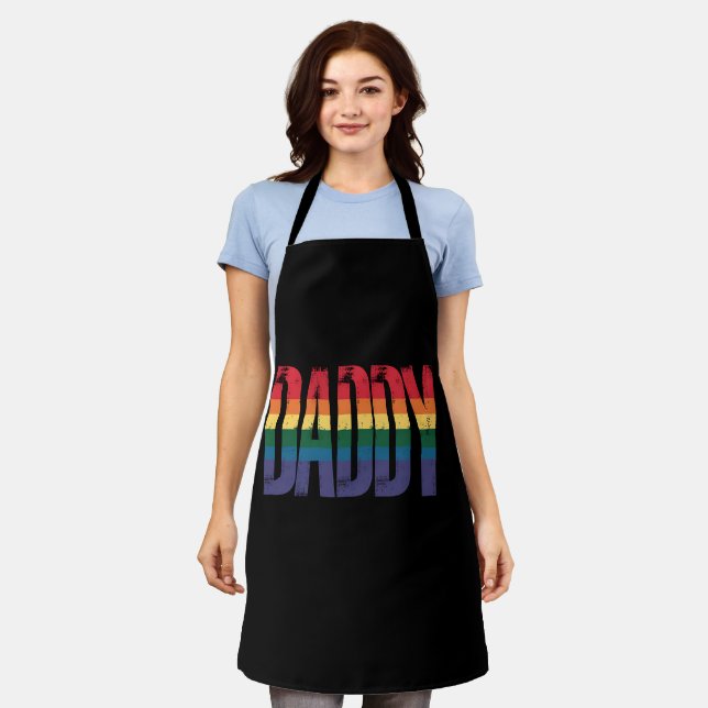 Daddy Gay Pride Month LGBTQ Fathers Day Rainbow Apron (Worn)