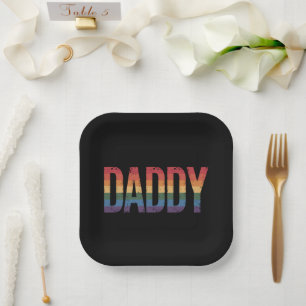Daddy Gay Pride Month LGBTQ Father's Day Rainbow Paper Plate
