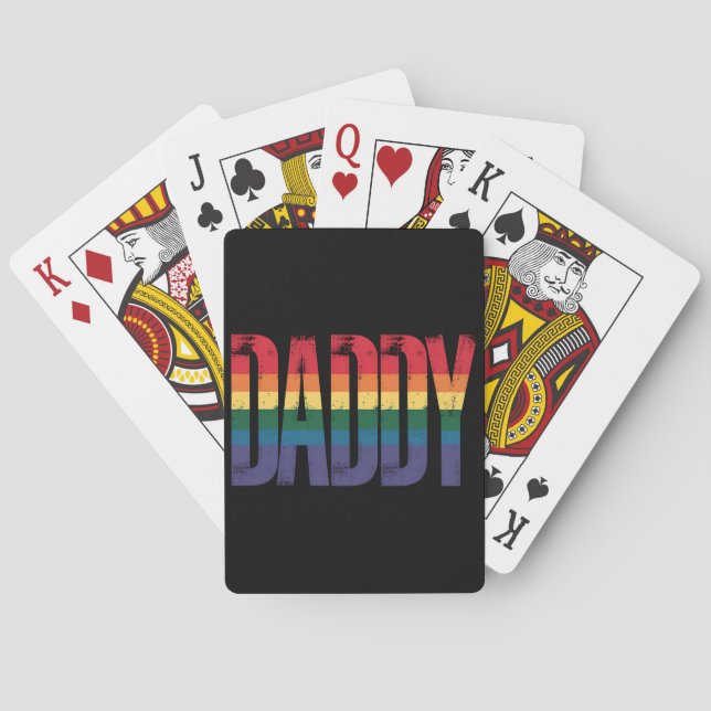 Daddy Gay Pride Month LGBTQ Fathers Day Rainbow Playing Cards (Back)