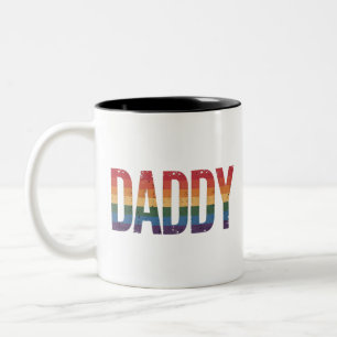 Daddy Gay Pride Month LGBTQ Father's Day Rainbow  Two-Tone Coffee Mug