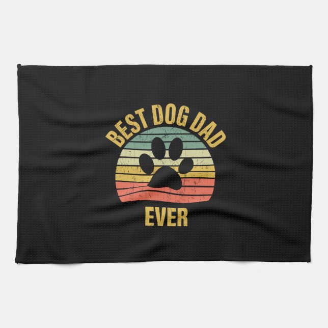 Daddy Gift Best Dog Dad Ever Tea Towel (Horizontal)