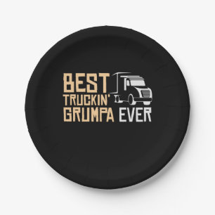 Daddy Gift Best Truckin Grumpa Ever Paper Plate
