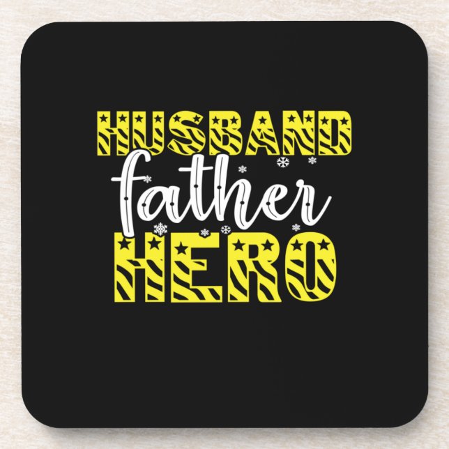 Daddy Gift Husband Father Hero Coaster (Front)