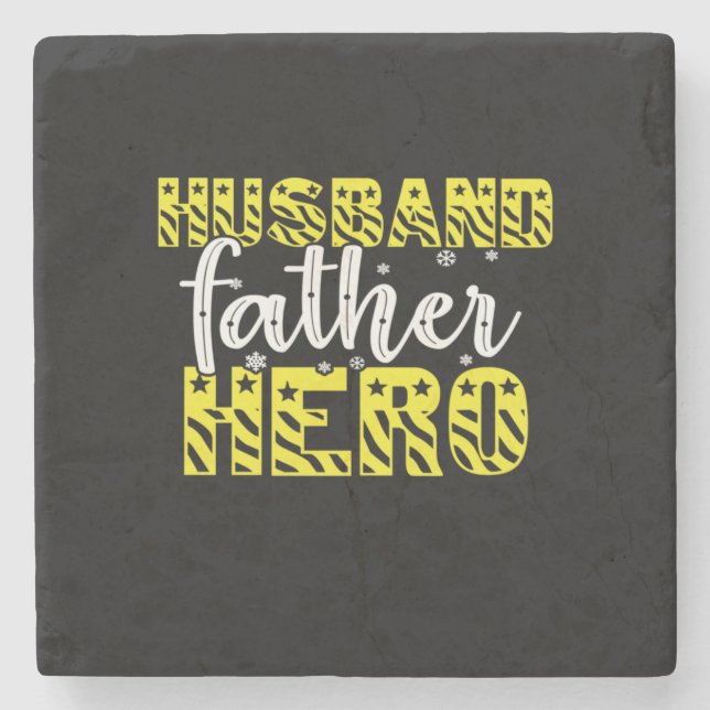 Daddy Gift Husband Father Hero Stone Coaster (Front)