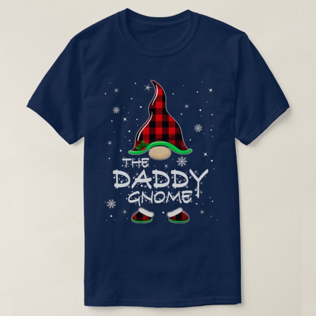 Daddy Gnome Buffalo Plaid Matching Family Christma T-Shirt (Design Front)