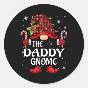 Daddy Gnome Matching Christmas Pjs For Family Classic Round Sticker