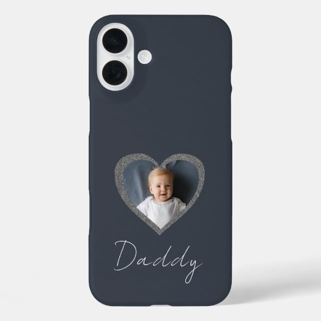 Daddy Grey Heart First Father's Day Photo Collage  Case-Mate iPhone Case (Back)