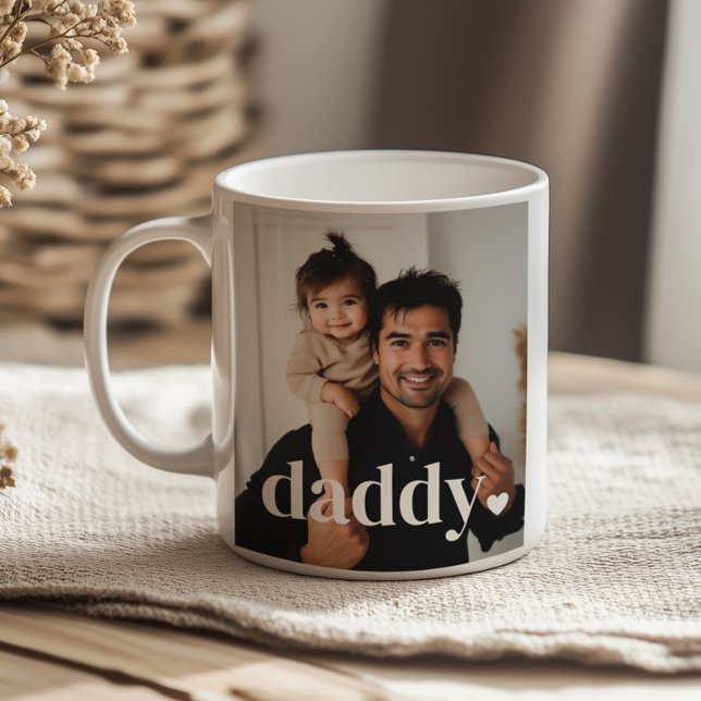 Daddy Heart - First Father's Day Photo  Coffee Mug (Zazzle Daddy Heart - First Father's Day Photo  Coffee Mug (Front))