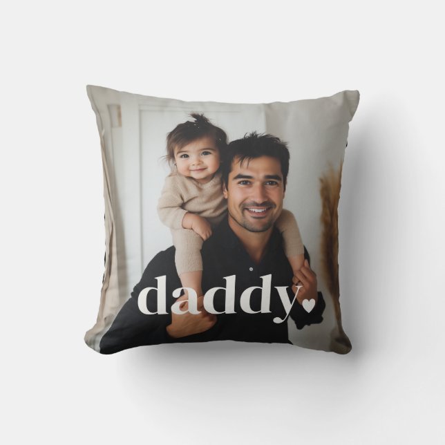 Daddy Heart - First Father's Day Photo  Cushion (Front)