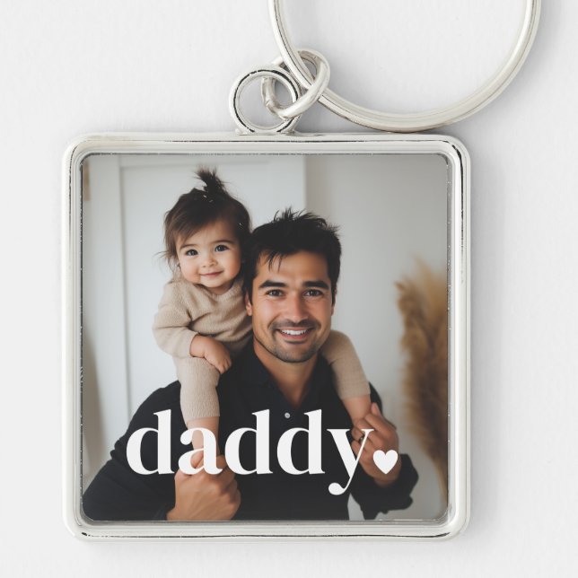 Daddy Heart - First Father's Day Photo  Key Ring (Front)
