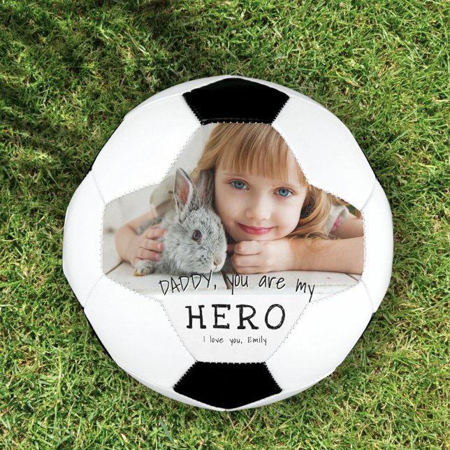 Daddy Hero Father Dad Family Photo Soccer Ball (Creator Uploaded)