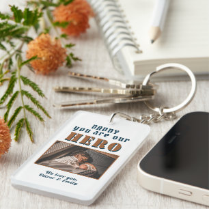 Daddy Hero Father Keepsake Family Photo Key Ring
