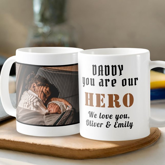 Daddy Hero Father`s Day Family Photo Coffee Mug (Creator Uploaded)