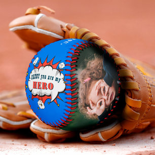 Daddy Hero Superhero Dad Father`s Day Photo Baseb Baseball