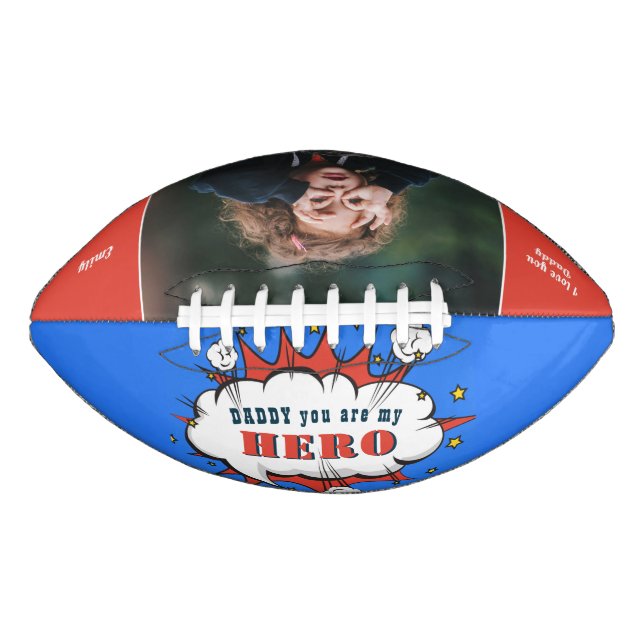Daddy Hero Superhero Dad Fathers day Photo Football (Front)