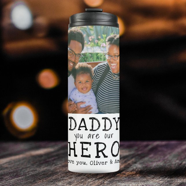 Daddy Hero Typography Father`s Day Photo Thermal Tumbler (Creator Uploaded)