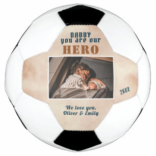 Daddy Hero Watercolor Father Family Photo Soccer Ball
