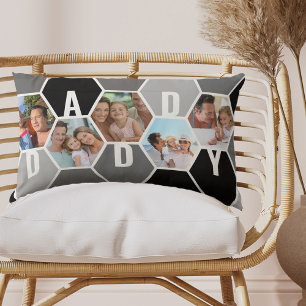 Daddy Honeycomb Photo Collage 5 Letter Name Lumbar Cushion