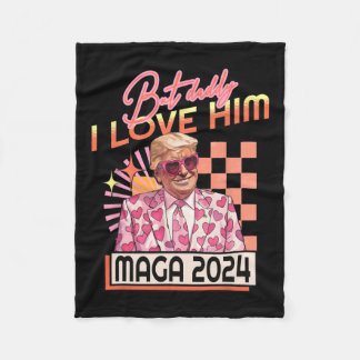Daddy I Love Him Maga 2024 Donald Trump Back 4th O Fleece Blanket