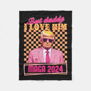 Daddy I Love Him Maga 2024 Trump Retro Vintage Gif Fleece Blanket