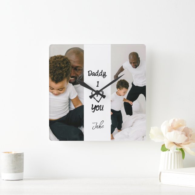 Daddy, I Love You |  Personalised Photo Wall Clock (Home)