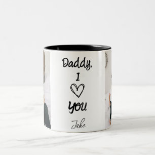 Daddy, I Love You   Personalized Photos Black Mug