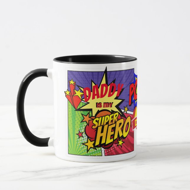 DADDY Is My SUPERHERO Custom COMIC Hero Mug (Left)