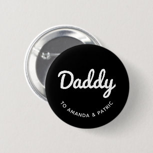 Daddy Kids Names Modern Father's Day Script 6 Cm Round Badge