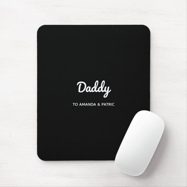 Daddy Kids Names Modern Father's Day Script Mouse Pad (With Mouse)