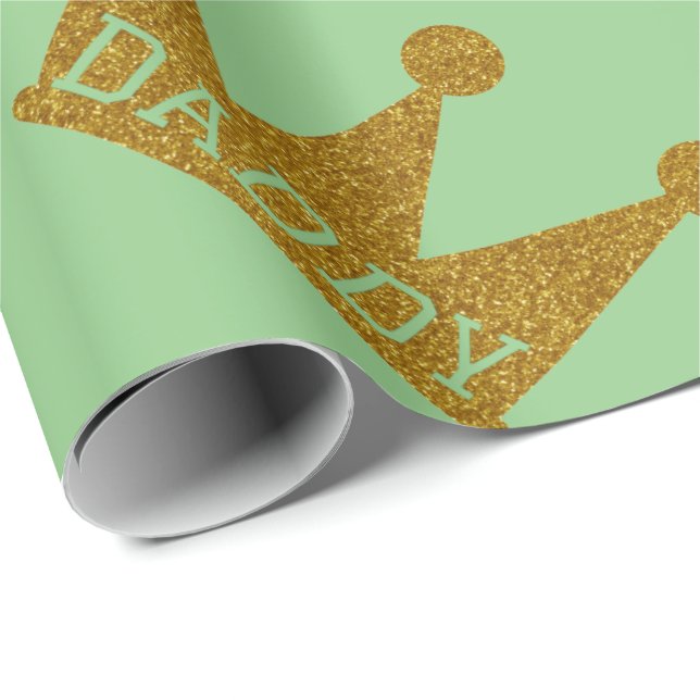 Daddy King Crown Father's Day Glitter Wrapping Paper (Roll Corner)