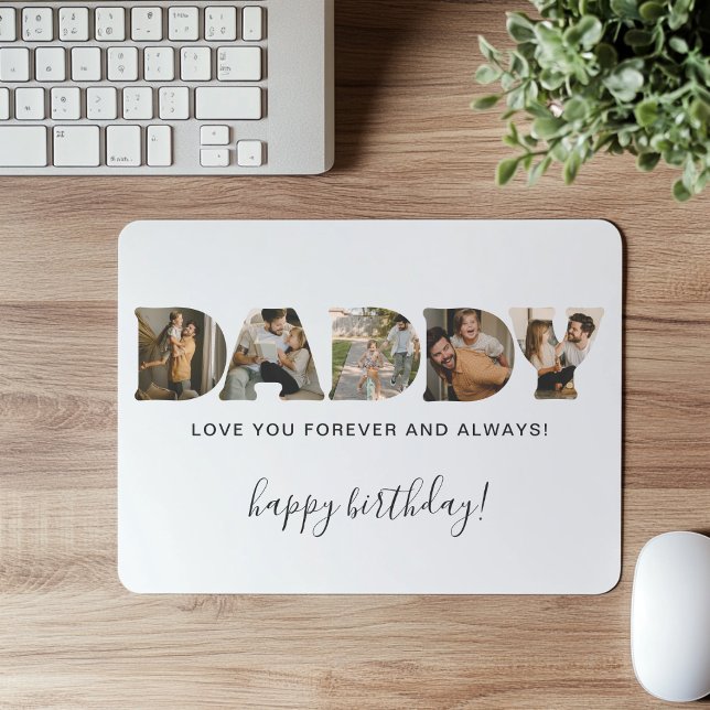 DADDY Letter Photo Collage Birthday Mouse Pad (Creator Uploaded)