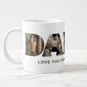 DADDY Letter Photo Collage Large Coffee Mug