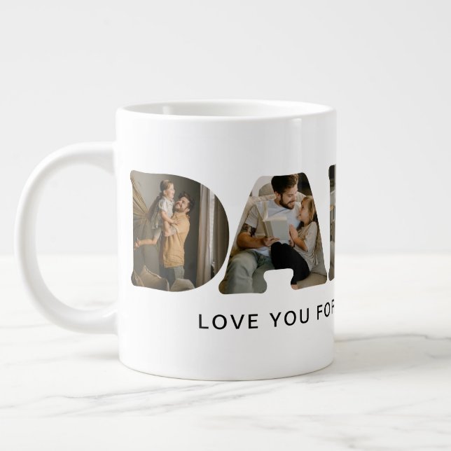 DADDY Letter Photo Collage Large Coffee Mug (Left)