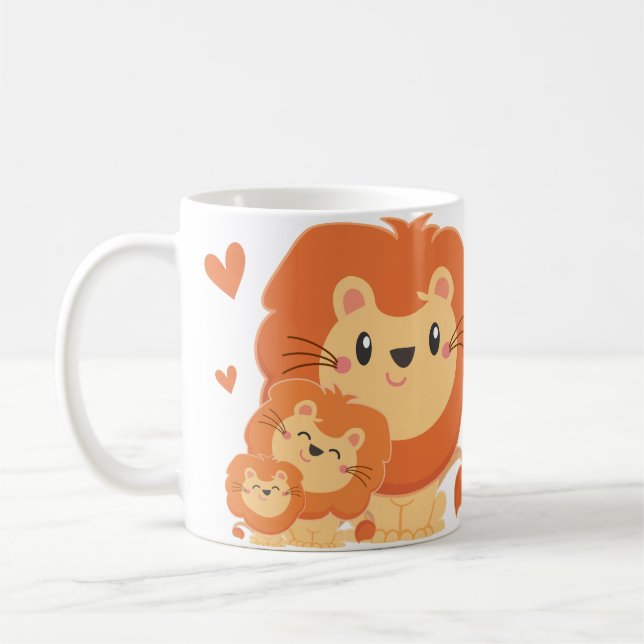 Daddy Lion and Cubs Fathers Day No Lion Coffee Mug (Left)
